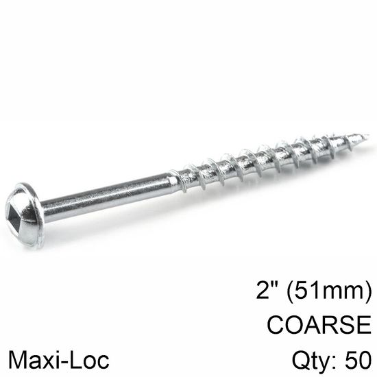 KREG Zinc Pocket Hole Screws 51mm 2.00" #8 Coarse Thread Mx Loc 50ct
